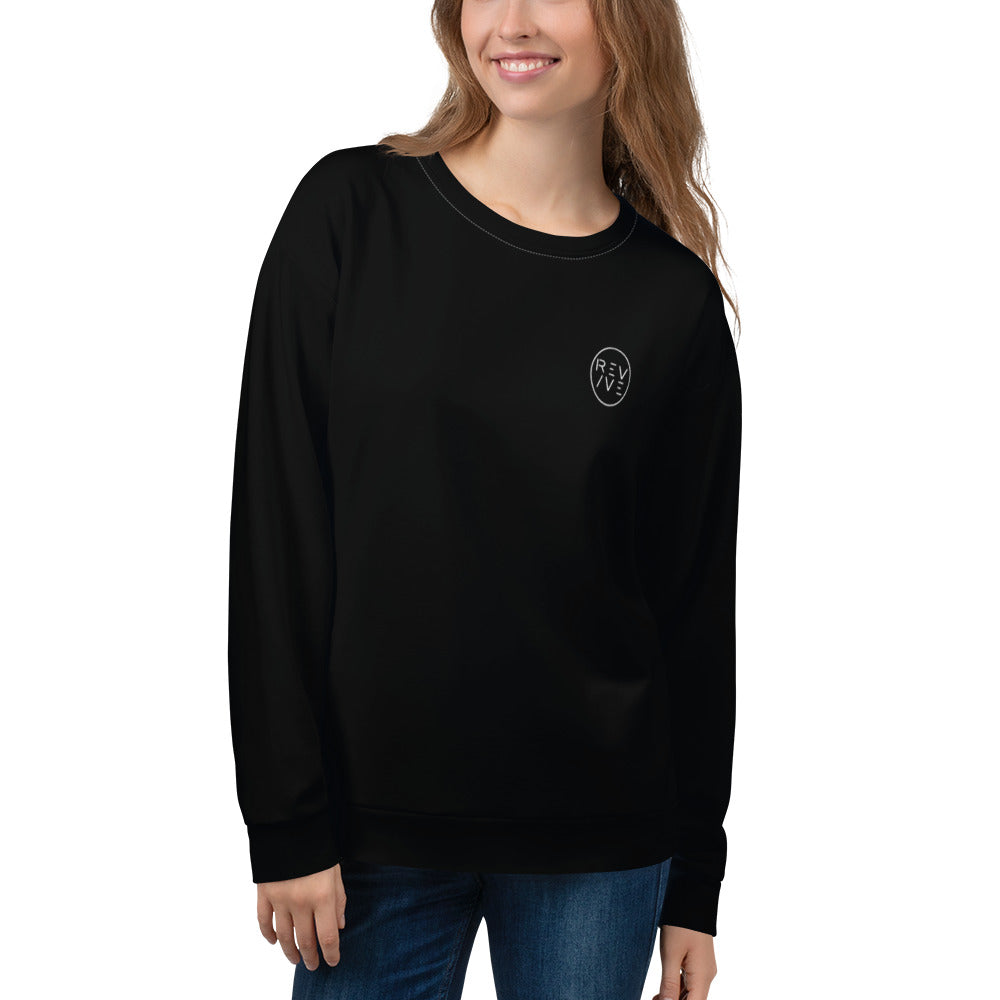 REV/VE ~ Women's Black Large Print Sweatshirt