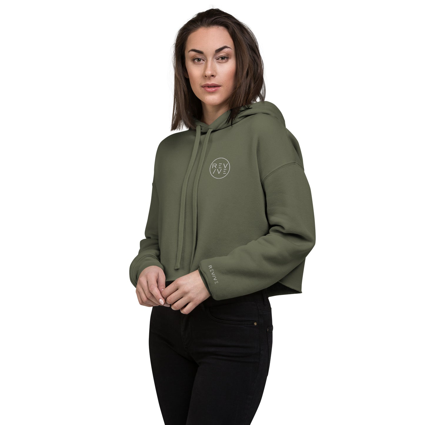 REV/VE ~ Women's Embroidered Crop Hoodie