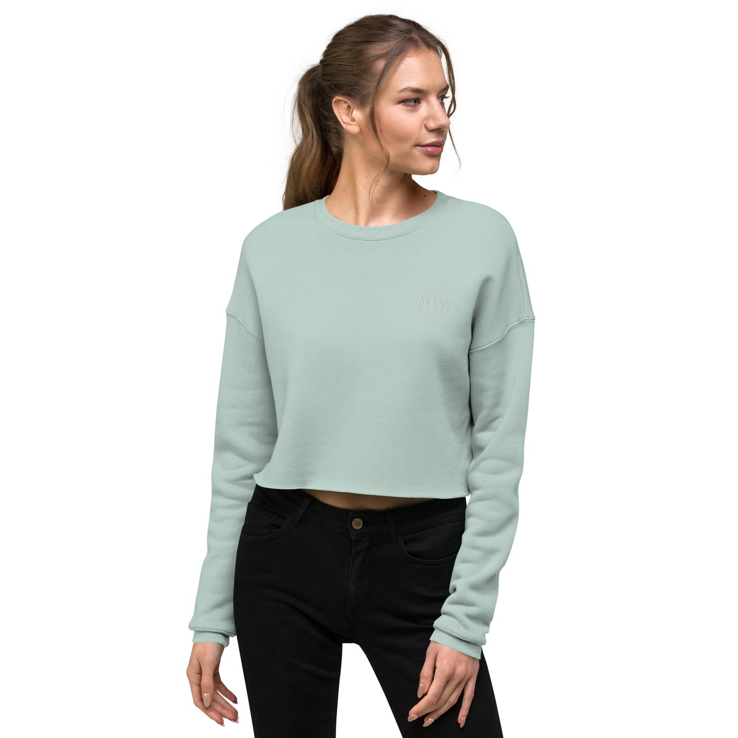 REV/VE ~ Women's Embroidered Crop Sweatshirt