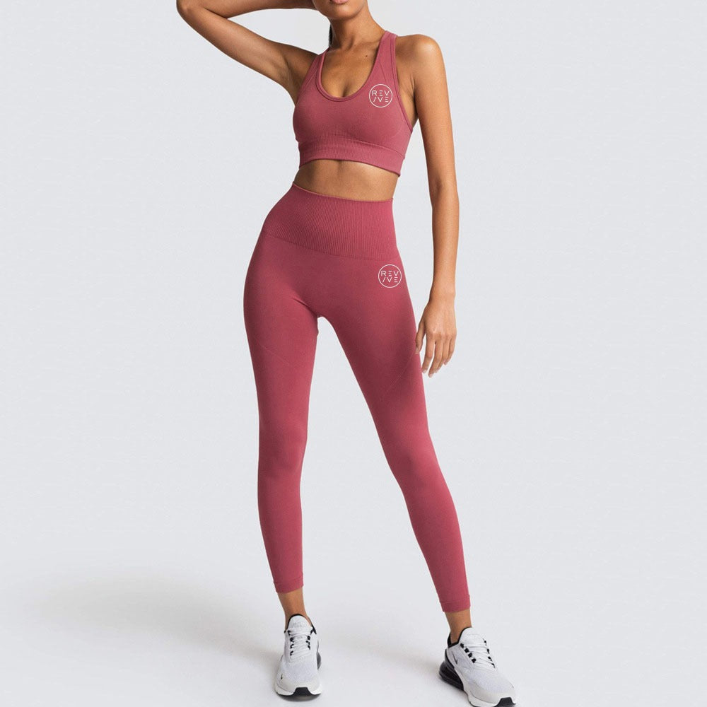 REVIVE ~ Exclusive RA2025 Razor Back Rose Sports Bra and Leggings Set
