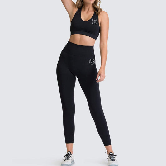 REVIVE ~ Exclusive RA2025 Razor Back Black Sports Bra and Leggings Set