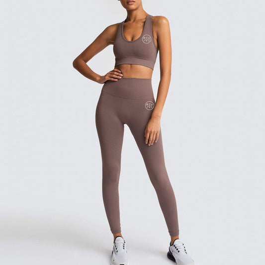 REVIVE ~ Exclusive RA2025 Razor Back Taupe Sports Bra and Leggings Set