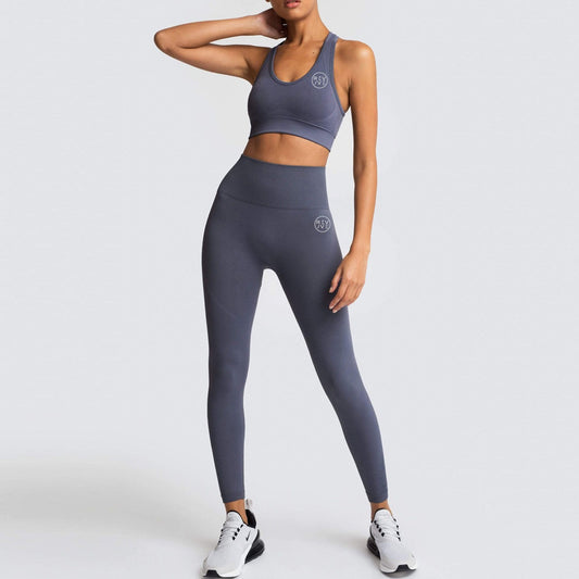 REVIVE ~ Exclusive RA2025 Razor Back Charcoal Sports Bra and Leggings Set