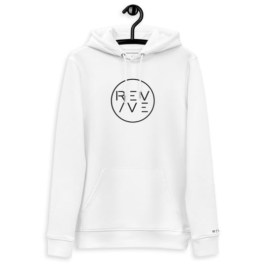 REV/VE ~ Women's Embroidered White Essential Eco Hoodie